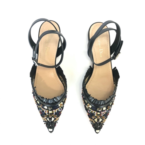 Dior Embroidered Pointed Toe Flats - Picture 5 of 11